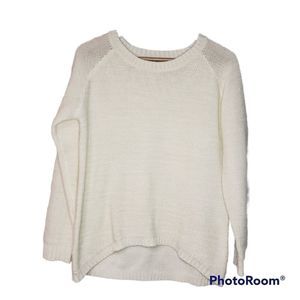 Windsor Waffle Knit Sweater crew neck Medium Large cream gold
